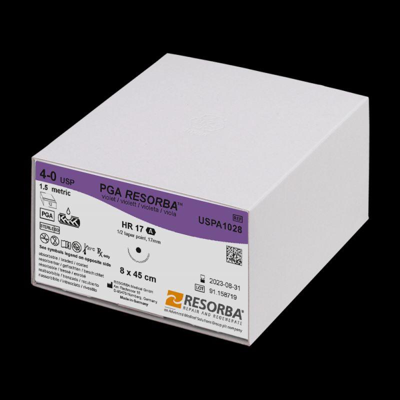 ПГА РЕСОРБА USP1 фіолетовий, довж. 90см, голка колюча збільш.діам.48мм, 1/2 кола